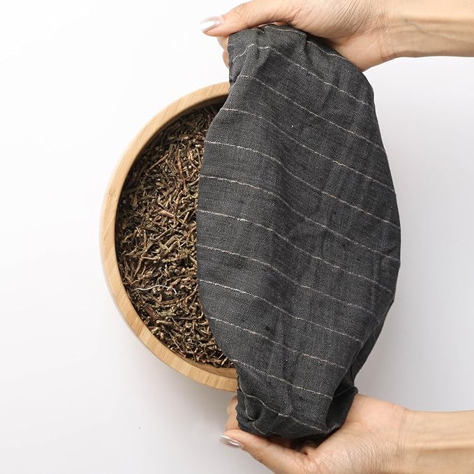 100% Linen Stripe Bowl Covers Reusable For Bread Proofing, 4 Pcs Elastic Cloth Fabric Bowl Covers, 5.9*7.9*9.8*11.8 Inches, Black