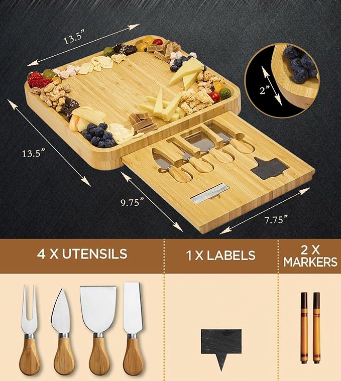 Personalized Charcuterie Board Cheese Board and Knife Set, Engagement Gifts, Customized Wedding Gifts for Couples Anniversary Gift Engraved Birthday House Warming Gifts (Personalized Cheese Board)