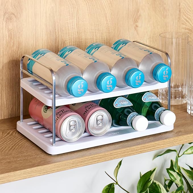 YouCopia UpSpace Water Bottle and Travel Mug Cabinet Organizer, Adjustable Storage Rack for 40 oz Stanley Tumblers, 6 Bottle Premium Edition