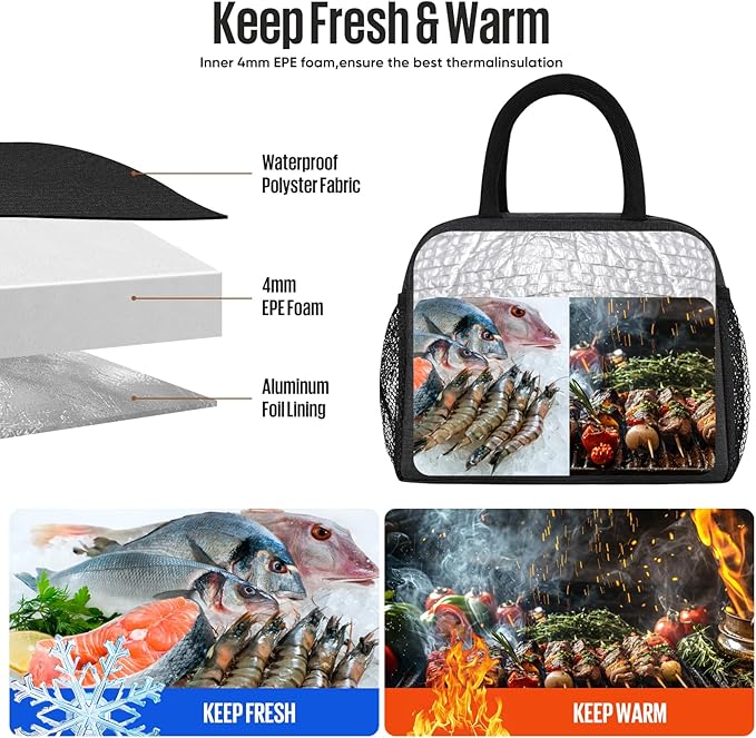 douyadady Lunch Bag Women/Men Lunch Box Women/Men (black)