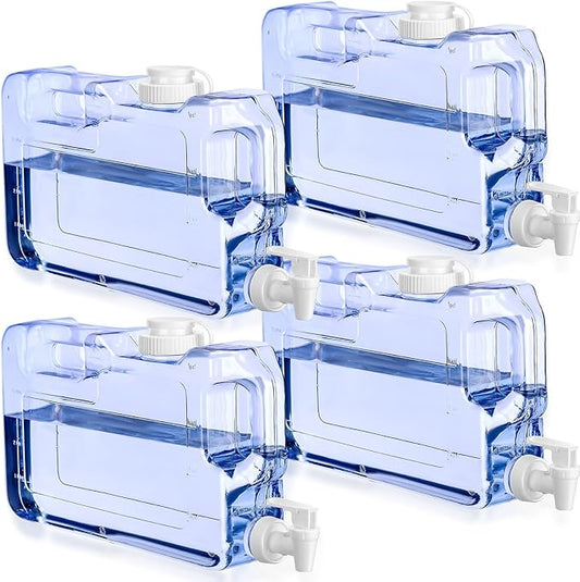 Funnymoom 4 Pcs Drink Dispenser for Fridge Refrigerator Plastic Reusable Water Dispensers Bottle with Spigot Bpa Free for Party Outdoors Home Office Activities(blue, 1.1 Gallon)