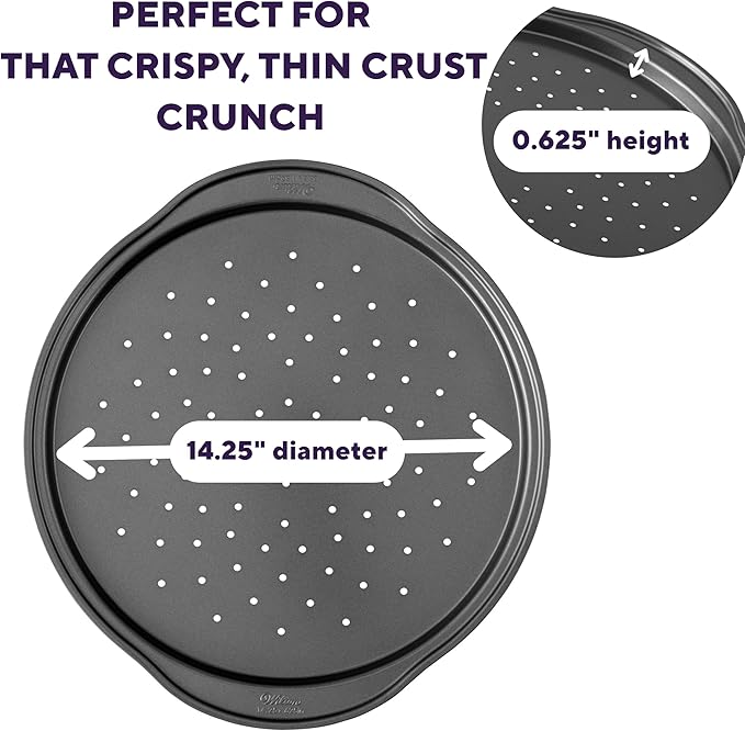 Wilton Gold Non-Stick 14 in Pizza Crisper, Warp-Resistant Bakeware, Made without PFAS, Packaging May Vary