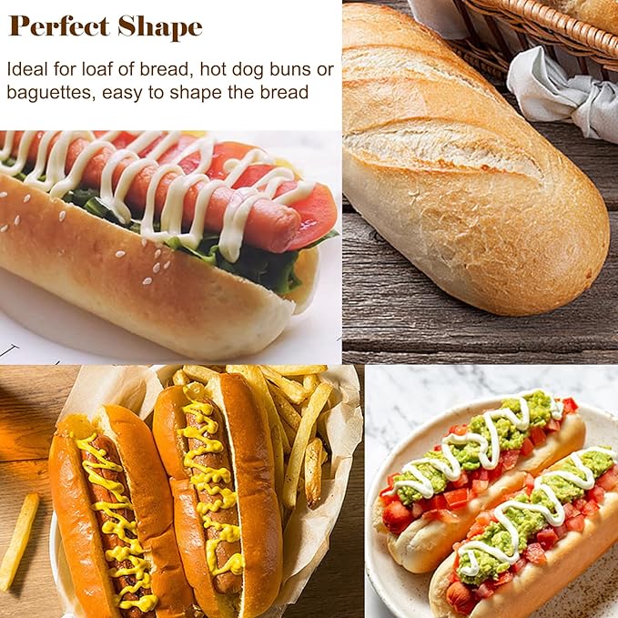 6-cavity Silicone Bread Loaf Pan, Nonstick Sourdough Loaf Pan & Heat Resistant Baguette Bread Pan, Bread Pans for Homemade Bread, Silicone Molds for Baking Hoagie Rolls, Hot Dog Bun