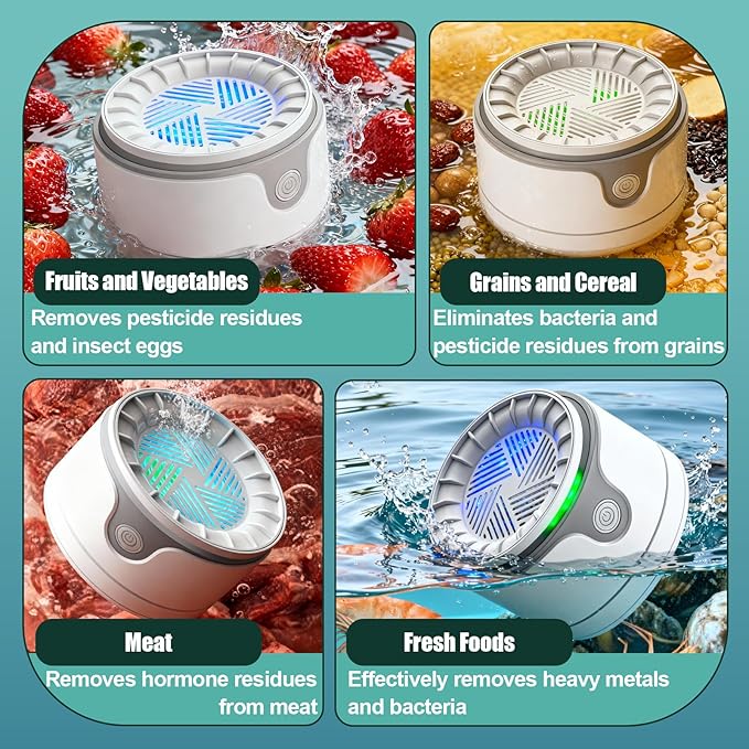 Fruit and Vegetable Washing Machine,Waterproof Fruit and Vegetable Cleaner, Latest Titanium Electrolysis Purification Wireless Charging Suitable for Washing Fresh Produce
