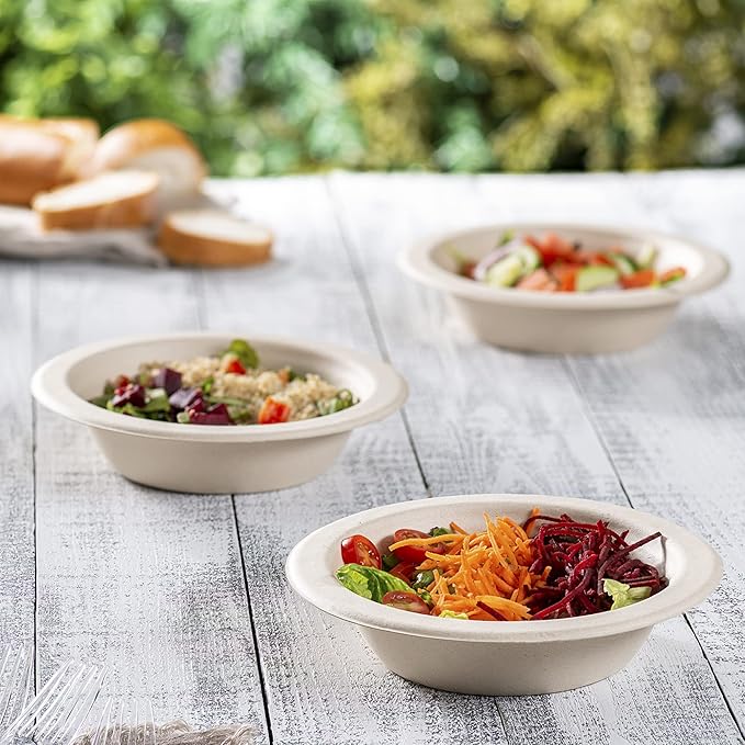 GUSTO [Case of 750 16 oz Heavy-Duty 100% Compostable Kraft Paper Soup Bowls – Eco-Friendly Disposable Sugarcane (Formerly Comfy Package)