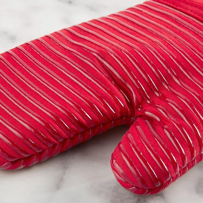 KITCHENAID Quilted Cotton Terry Cloth Oven Mitt, Pot Holder, Kitchen Towel 4-Pack Set, Heat Resistant, Silicone Grip, Gift Set, Passion Red, 16"x26", 7"x13" & 7"x10"