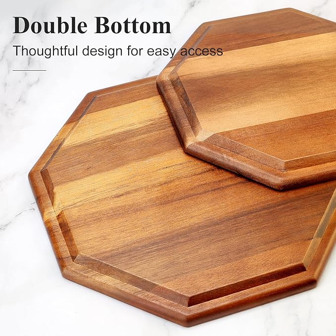 Set of 3 Acacia Wood Serving Trays Cheese Platters Party Hosting Essentials Gifts Charcuterie Board for Vegetable Fruit Food Round Tray Wooden Appetizer Platter Christmas Plates Dish Serving Boards