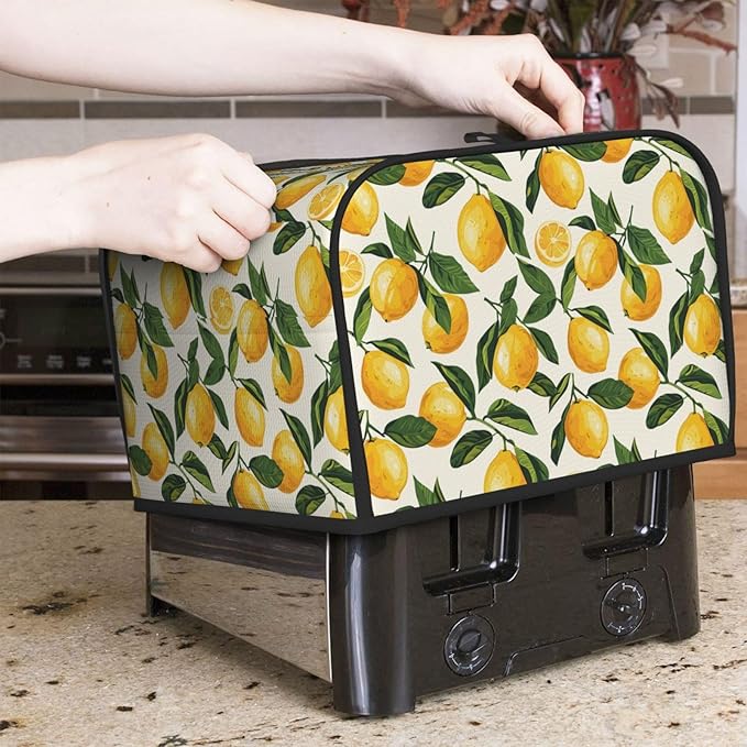 Toaster Cover 4 Slice Lemon Fruit Watercolor Kitchen Small Appliance Covers with Pockets Dust and Fingerprint Protection