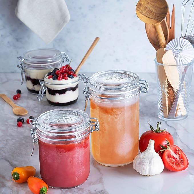 Bormioli Rocco Fido Cylinder 25.25 oz Airtight Glass Jar (Set of 2) - BPA-Free, Dishwasher & Microwave Safe - Clear Canister Ideal for Food Storage, Canning, Fermentation, Home Kitchen Organization