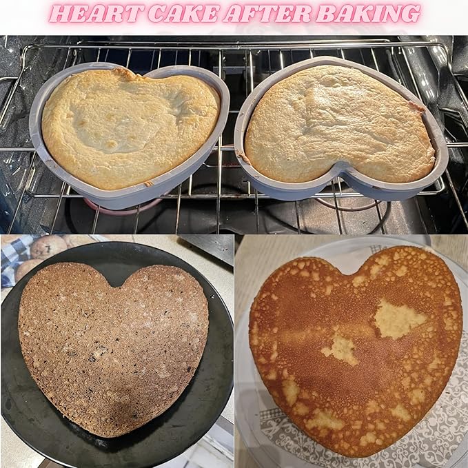Heart Shaped Cake Pans 8 Inch – 1 PCS Nonstick Silicone Heart Cake Pan for Baking, Oven & Microwave Safe Molds – Durable, Easy-Clean Matte Surface - Grade Novelty Shaped Cake Pans (Pink)