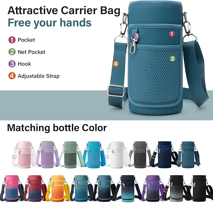 DYSANKY Insulated Water Bottle | Thickened Stainless Steel Vacuum Metal | Portable Sports Water Jug for Gym and Hiking with Straw, Carrier Bag, Handle Strap | BPA-Free 32 oz