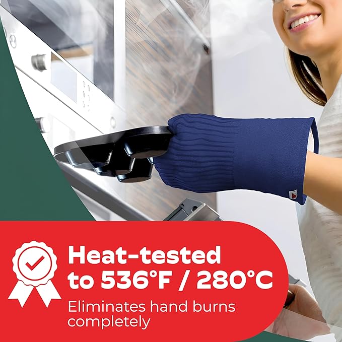 Big Red House - Silicone Oven Mitts - Dark Royal Blue Set of 2-12.5" - Heat Resistant to 536 F / 280 C Kitchen Gloves - Professional Grade Protection Hot Cooking Baking