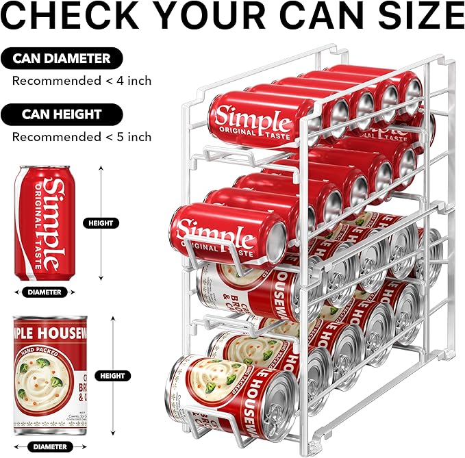 Simple Houseware Stackable Beverage Soda Can Dispenser Organizer Rack, White - 2 Pack