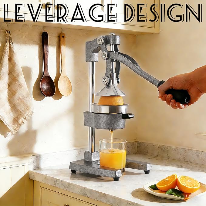 Cast Iron Juicer, Cast Iron Juicer Hand Press Heavy Duty, Peel-Free Juicing, Professional Lemon Orange Pomegranate Squeezer, Effortless, Stable, Easy Clean for Home, Bar, Commercial Use