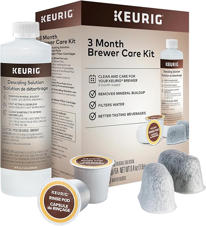 Keurig K-Mini Single Serve Coffee Maker & 3-Month Brewer Maintenance Kit Includes Descaling Solution, Water Filter Cartridges & Rinse Pods, Compatible Classic/1.0 & 2.0 K-Cup Coffee Makers, 7 Count
