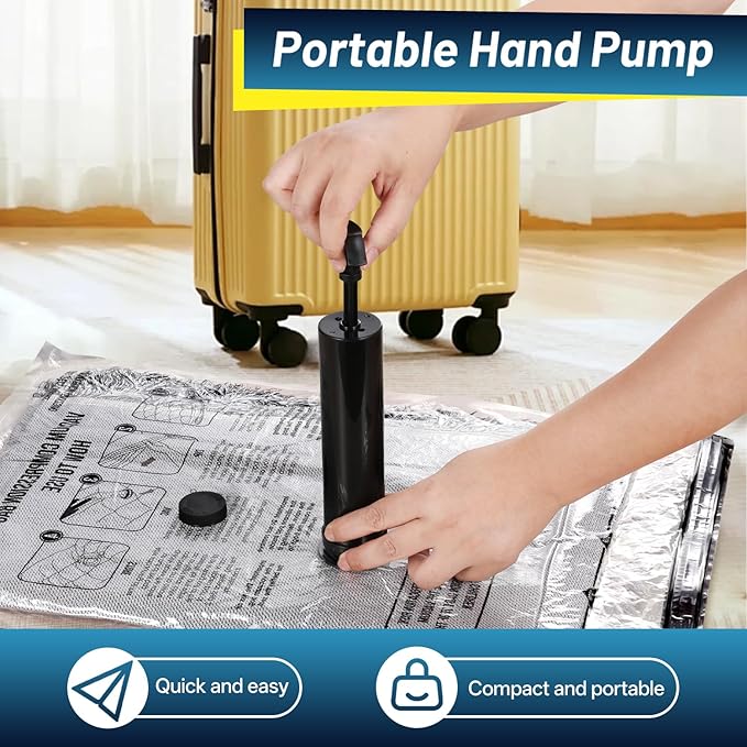 Travel Vacuum Bags for Luggage with Hand Pump,Vacuum Seal Bags for Clothing,Packing Cubes Compression,Cruise Ship and Travel Essentials(Combo 9 Pack)