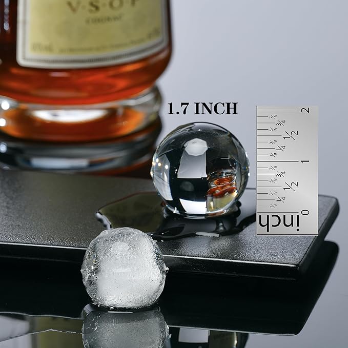 Sphere Clear Ice Cube Maker - Crystal Clear 1.7 Inch Ice Ball Silicone Tray,10 Round Ice Cubes Mold for Whiskey and Cocktail
