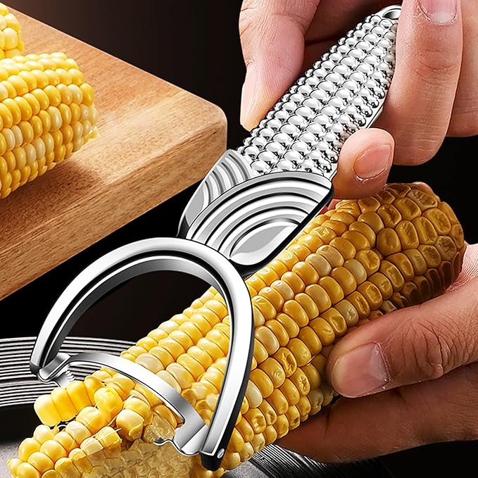 Maxjoy Corn Peeler & Cob Stripper Tool - Stainless Steel Kernel Remover for Corn on the Cob