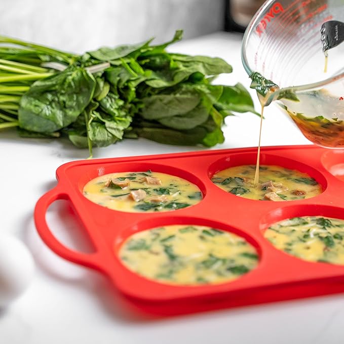 BAKE BOSS Confetti 4 Inch Jumbo Silicone Muffin Pans for Baking – 6-Cup Nonstick Silicone Cupcake Pan Egg Size – Heavy-Duty Large Cupcake Pan, BPA-Free, Easy-Release, Oven & Dishwasher Safe