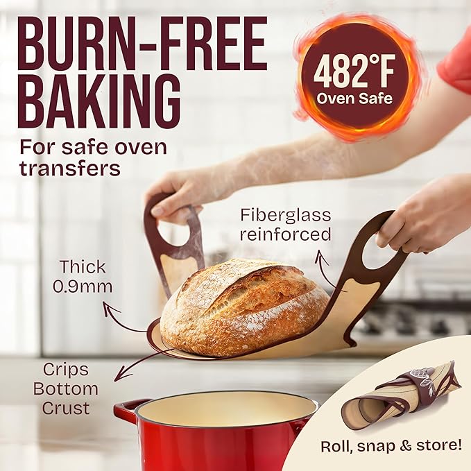 Superbaking Sourdough Starter Kit, 9" Splinter-Free Banneton Bread Proofing Basket Set with Non-Stick Silicone Dough Sling & Glass Starter Jar Kit, Sourdough Bread Baking Supplies, Sourdough Tools