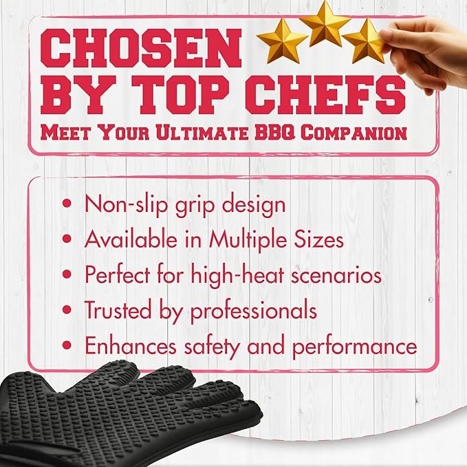 KITCHEN PERFECTION S Silicone Smoker Oven Gloves for Women -Extreme Heat Resistant BBQ Gloves -Handle Hot Food Right on Your Grill Fryer |Waterproof Oven Mitts for Cooking |Superior Set+3 Bonuses