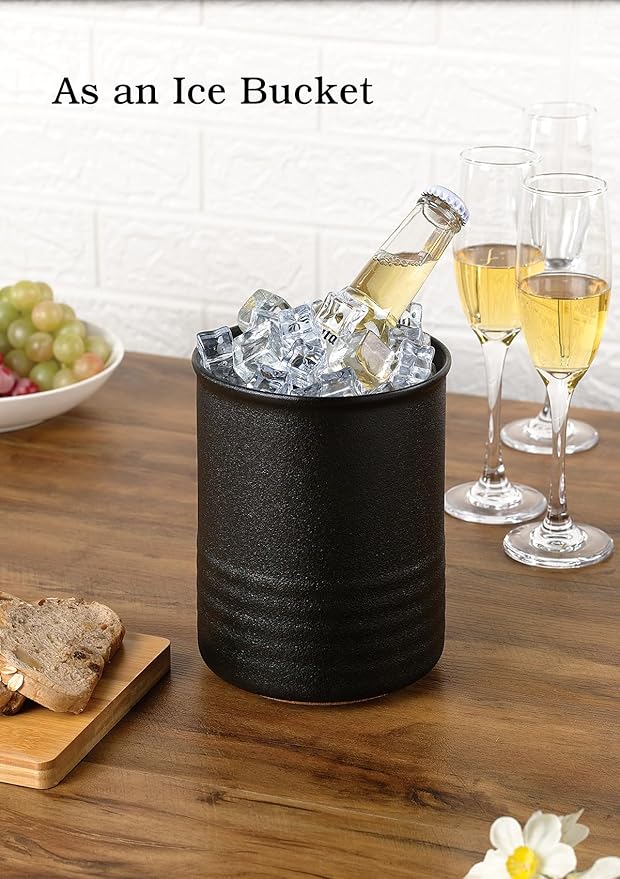 Utensil Holder, 6.7" Ceramic Kitchen Utensil Crock for Countertop Cooking, Modern Utensil Caddy Jar Organizer for Farmhouse Kitchen Counter Décor, Textured Black
