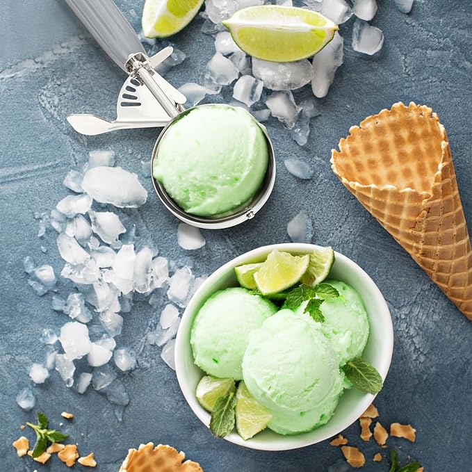 Reallnaive 4 Pcs Release Cookie Scoops Ice Cream Scooper with Trigger Release Portion Scoop Stainless Steel for Portion Control, Baking Food, Cookie Dough (4 oz,Gray)