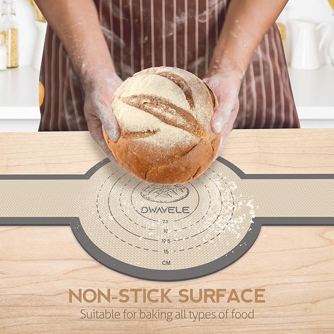 Silicone Bread Sling for Dutch Oven, Non-Stick & Easy to Clean Bread Baking Mat Set, 2 Pcs Reusable Bread Sling with Long Handle to Transfer Sourdough (Gray, Oval and Round)