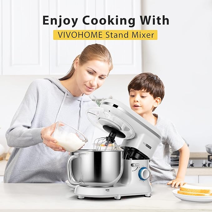 VIVOHOME 4.75 Quart Stand Mixer, 8 Speed Kitchen Electric Food Mixer with VIVOHOME Stand Mixer, 660W 10 Speed 6 Quart Tilt-Head Kitchen Electric Food Mixer