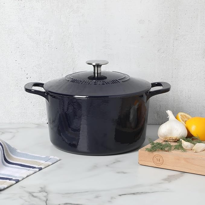 Martha Stewart Gatwick 4 Quart Enamel Cast Iron Dutch Oven - Navy Blue