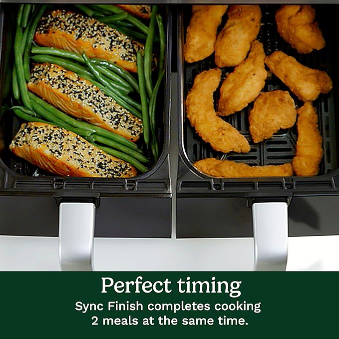 Cuisinart Dual Basket Air Fryer, 2-4.25 QT Baskets, Total 8.5 QT, 4 Functions Air Fry, Roast, Bake and Keep Warm, Features Sync Finish and Sync Settings, Toss Reminder, Auto Warm Mode and Auto-Pause
