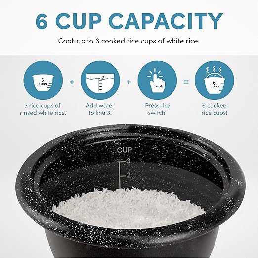 AROMA® 6-Cup (Cooked) / 1.5Qt. Bonded Granite® Rice & Grain Cooker, ARC-863NG