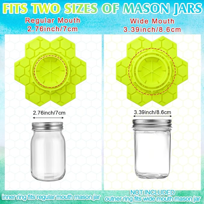 4 Pack Bee Feeder for Mason Jar Bee Watering Station Garden Silicone Sugar Water Feeder Beekeeping Drinking Equipment Tools with Mason Jars for Drinking Water(Yellow,Flower)