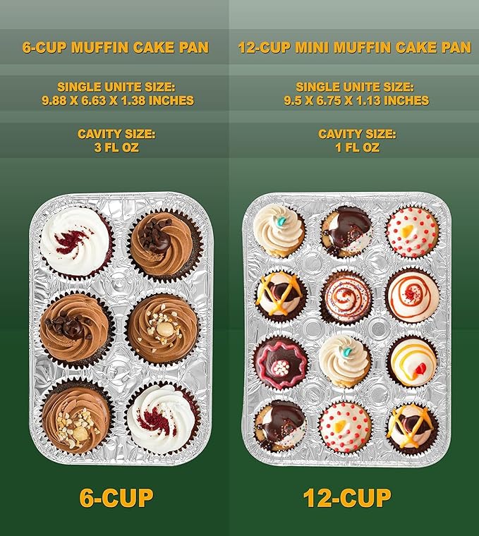 PARTY BARGAINS 6-Cup Aluminum Muffin Pans - 20 Pack, Standard Size Cupcake Pans, Disposable Muffin Tin for Baking (Max 240°C)