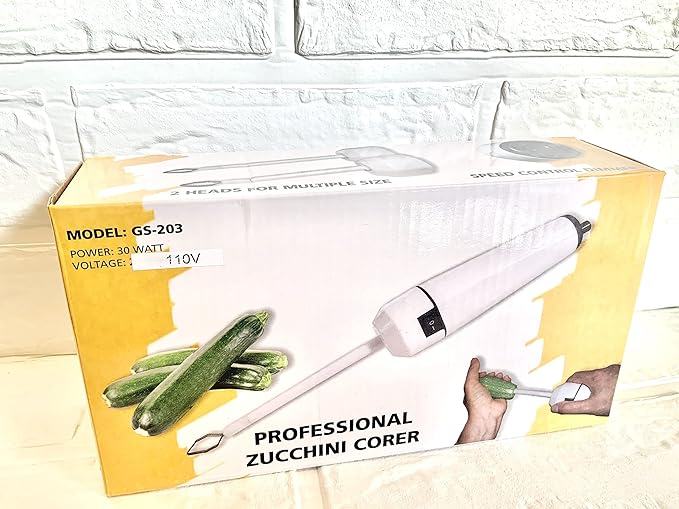 Electric 110 Volt Professional, Heavy-duty, zucchini corer, vegetable corer/drill, White