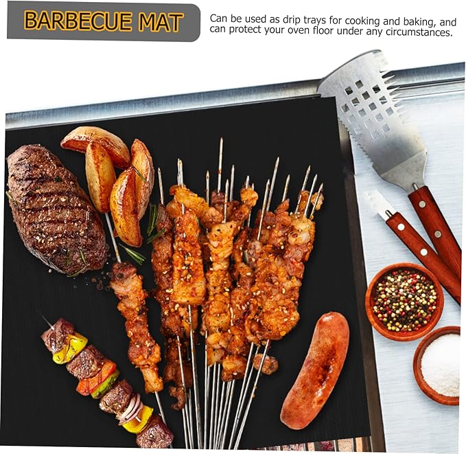 Garneck 9pcs Non-stick Heat Resistant Baking Mats Oven Liners for Barbecue Air Fryer and Cooking Black Grill Mats for Even Heating and Easy Clean-up