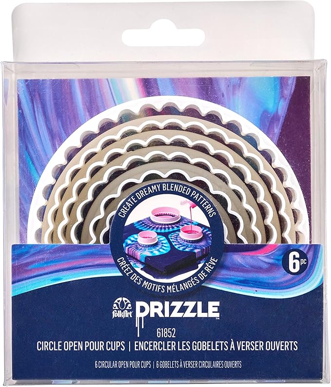 FolkArt Drizzle Open Pour Cups, Set of 6 Circle Cups for DIY Paint Pouring Arts and Crafts Projects, 61852