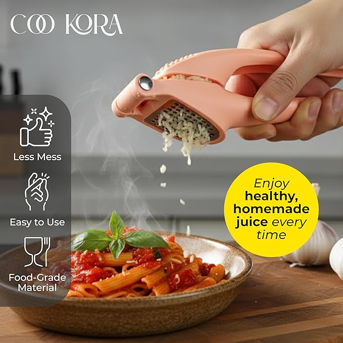 Garlic Press, Handheld Garlic Mincer, Easy to Squeeze - Easy to Clean - Ergonomic Kitchen Helper, No Hand Smell, Just Put It in the Bowl, Let the Garlic Masher Do the Rest - Dishwasher Safe