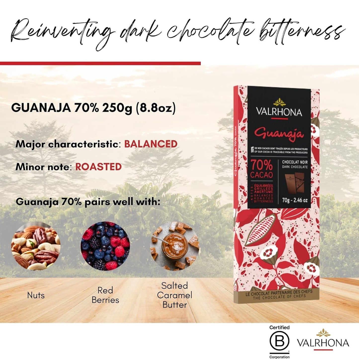 Valrhona Tasting Bar Gift Set ASSORTMENT. 6 Exquisite Tasting Bars - Perfect For Your Chocolate Obsessed Loved One. Grand Cru Bars from Dark to Light & In Between. Great for Baking! 70g (Pack of 6)