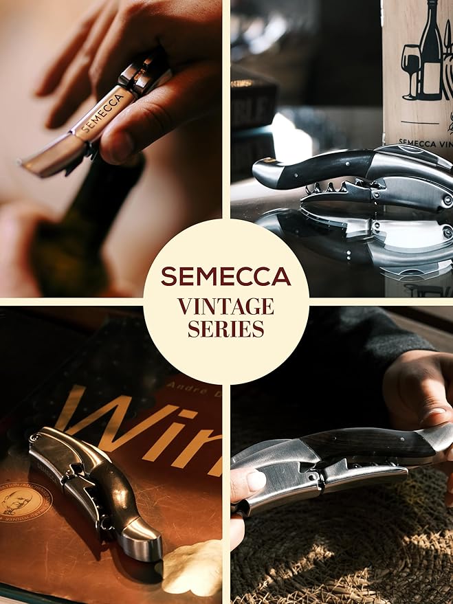 Semecca® Wine Opener – Professional Waiter’s Corkscrew, Double Hinged Wine Key, Wine Bottle Opener with Wooden Gift Box, Gift for Wine Lovers