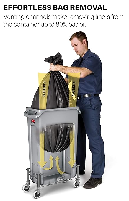 Rubbermaid Commercial Products Slim Jim Trash/Garbage Can with Venting Channels, 23-Gallon, Green, for Kitchen/Office/Workspace