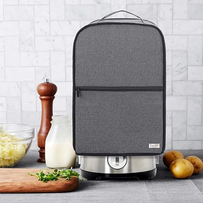 Luxja Food Processor Cover for Cuisinart and Hamilton Beach 10-14 Cup Processor, Food Processor Dust Cover with Accessories Pockets, Gray