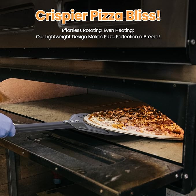 Pizza Turning Peel - Pizza Turner - Restaurant-Grade Aluminum Perforated Pizza Peel Lightweight Metal Outdoor Pizza Oven Accessories