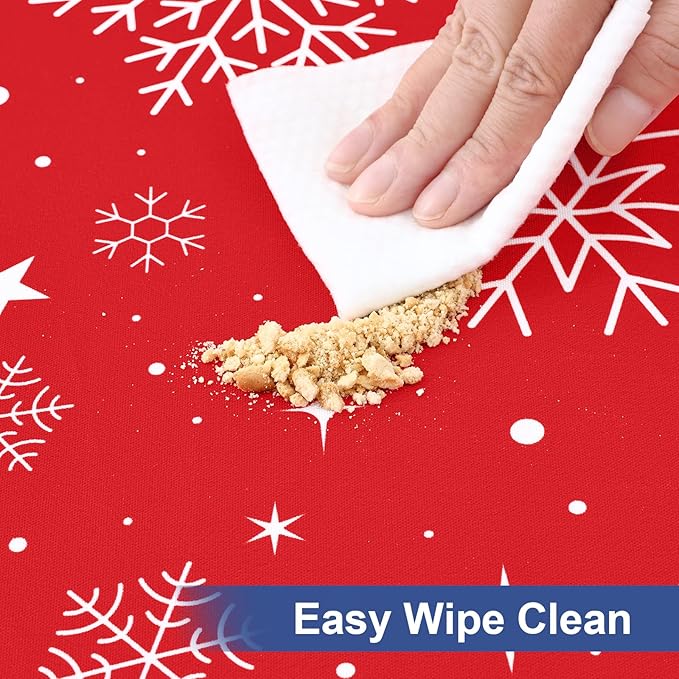 homing Rectangle Table Cloth Cover, Waterproof Polyester Elastic Fitted Tablecloth, Fits for 8 Foot Folding Tables, Washable Table Protector for Christmas, Holiday, Party (Snowflakes, 30" x 96")