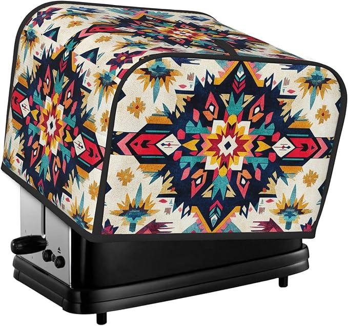 Southwestern Pattern Covers for Toasters 4 Slice,Cute Funny Bread Machine Cover with Handle,Washable Stain Resistant Kitchen Small Appliance Cover Dining Decor