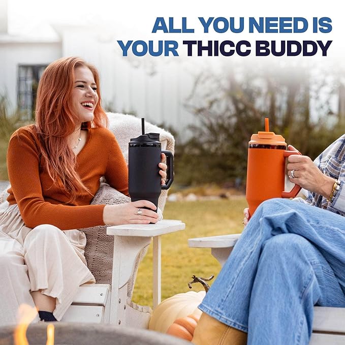 Frost Buddy Thicc Buddy - 16 oz Stainless Steel Vacuum Insulated Tumbler with Lid and Straw for Water - Travel Mug Cupholder Friendly - Gifts for Women Men Him Her (Aurora)