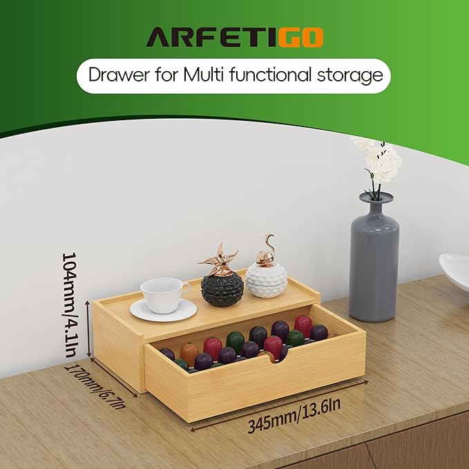 Bamboo Tea Organizer – Stackable Collection (1Drawer)