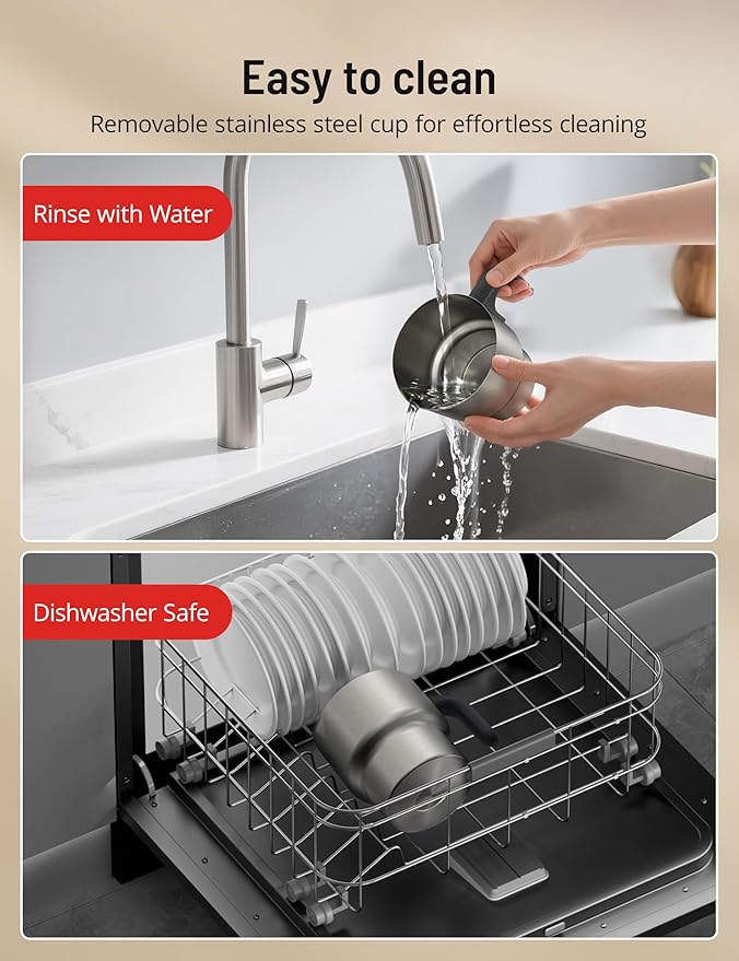 Milk Frother and Steamer, PARIS RHÔNE 4 in 1 Detachable Milk Steamer, 500ml Hot Chocolate Maker and Milk Warmer with Hot & Cold Foam, Dishwasher Safe, All Stainless Steel