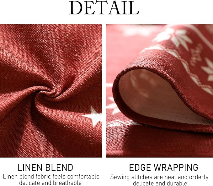 ISAENNE Designer Christmas Red Small Square Tablecloth,Linen Table Cloth with Snowflakes Pattern,Wrinkle Resistant Decor Tablecloths for Dining Kitchen Thanksgiving Christmas,55"*55"-Carol C
