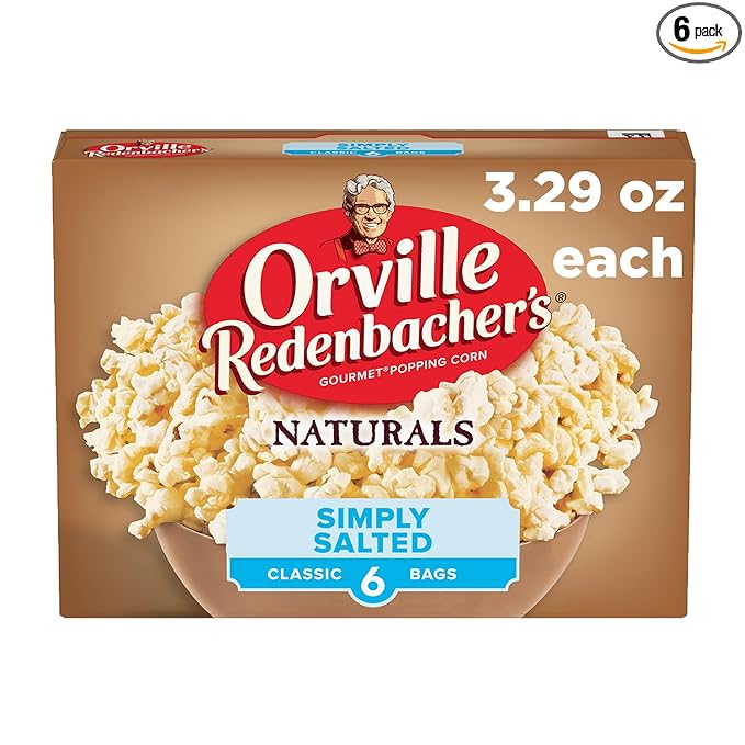 Orville Redenbacher’s Microwave Popcorn, Naturals Simply Salted Popcorn, 3g Fiber Per Serving, 3.3 oz., 6-Count